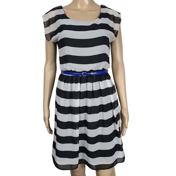 Maurice's Black and White Striped Midi Dress - Picture 1 of 9